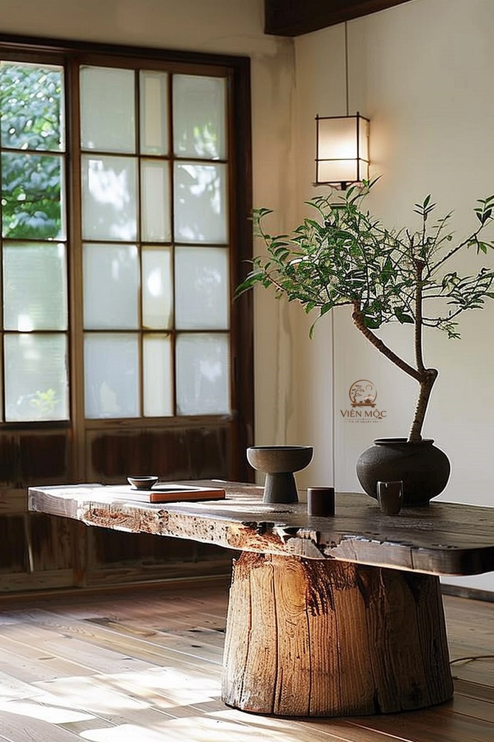 Cách chọn mua bàn ăn từ gỗ lũa chân trụ
