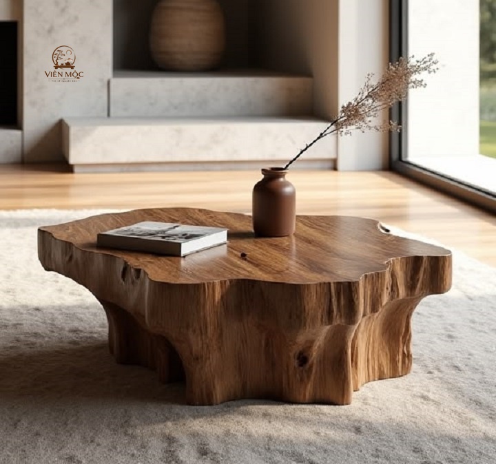 bàn trà đạo gỗ tự nhiên dạng tròn