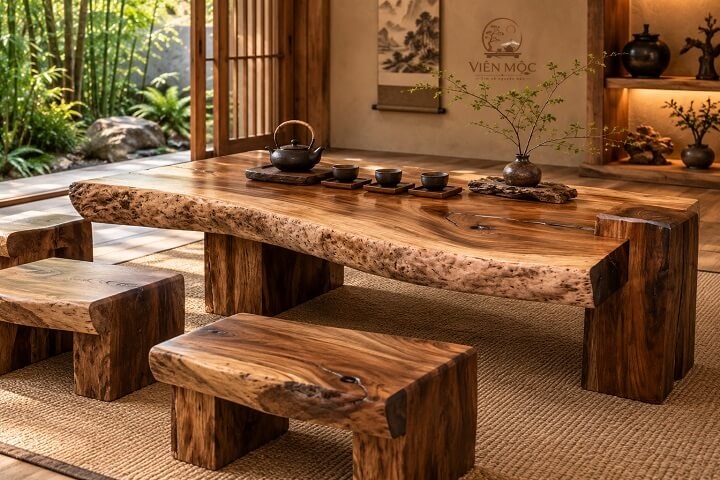 Sự kết hợp bàn trà đạo với thủy sinh