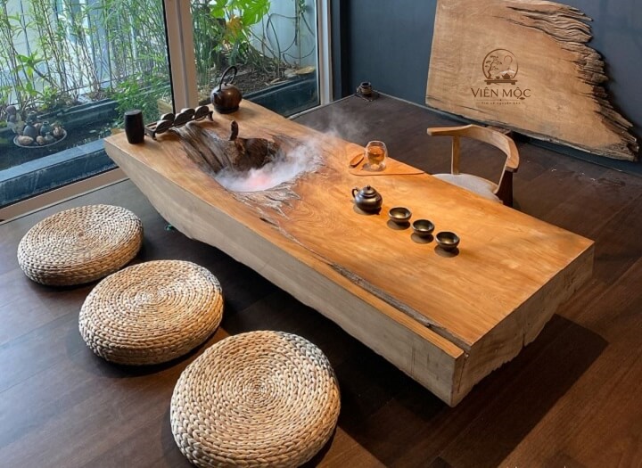 Nghệ thuật cuốn hút của bàn trà gỗ nguyên khối