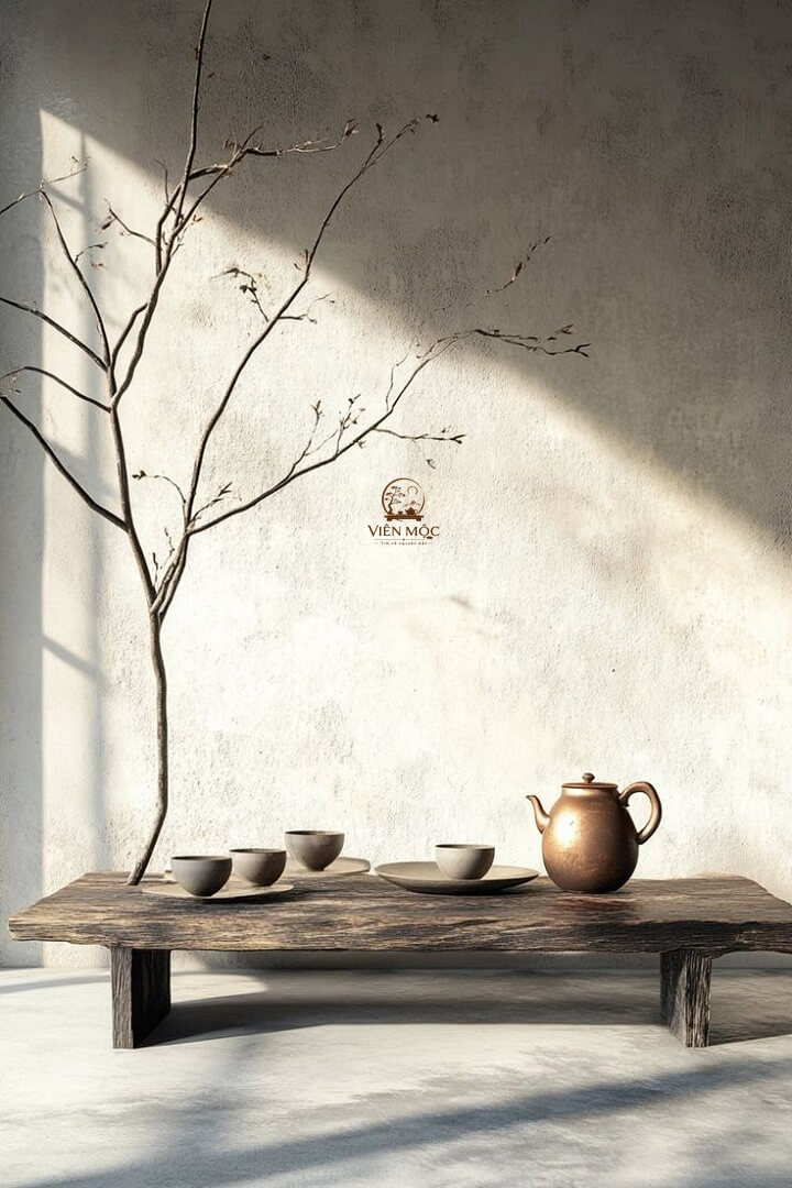 Sức hấp dẫn của bàn trà đạo phong cách Wabi Sabi