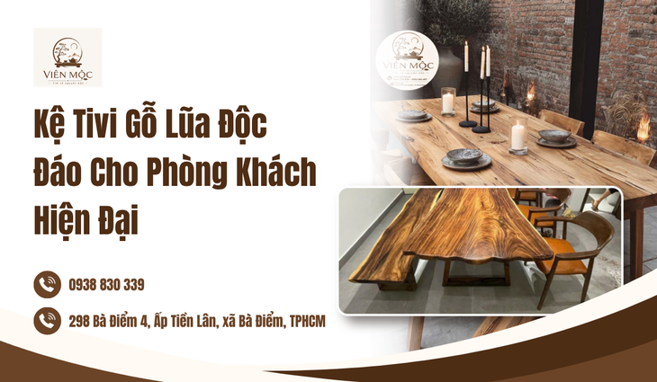 Kệ Tivi Gỗ Lũa Độc Đáo Cho Phòng Khách Hiện Đại